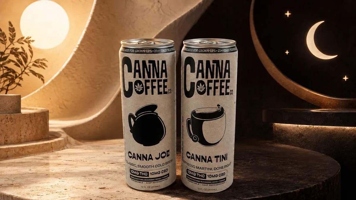 Canna Joe in a warm daytime world and Canna Tini in a moonlit night world, side by side