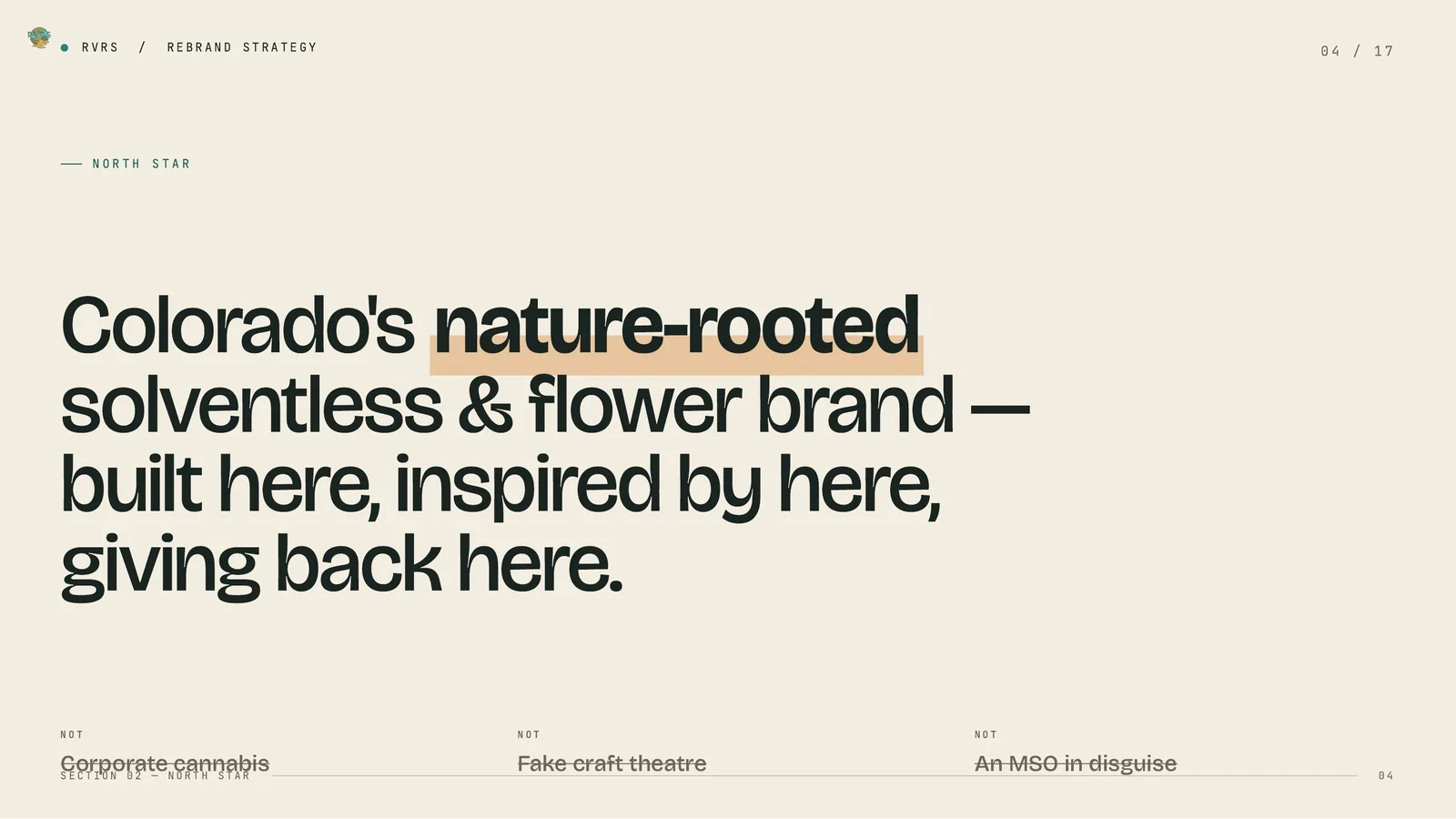 North Star slide from the RVRS rebrand strategy